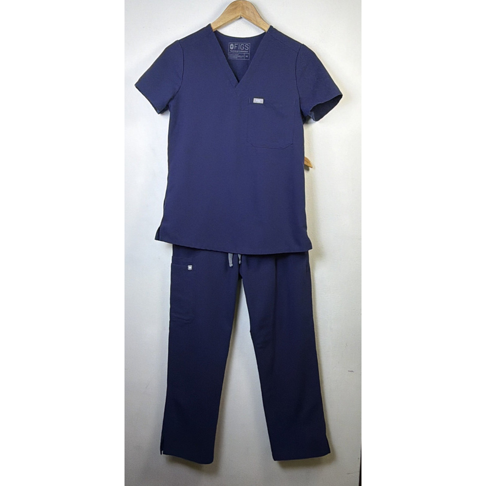 FIGS Womens Scrubs Set top FW1000 XS catarina navy pants S kade cargo T21004P
